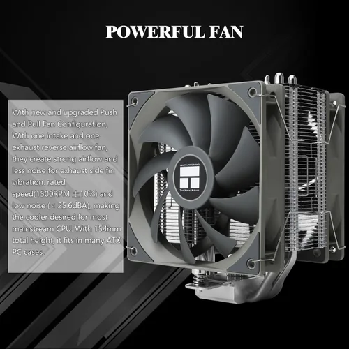 Vista 3 de Thermalright Assassin Spirit 120 V2 Plus - Enfriador de aire para CPU, 4 tubos de calor, enfriador de CPU con ventilador silencioso PWM doble