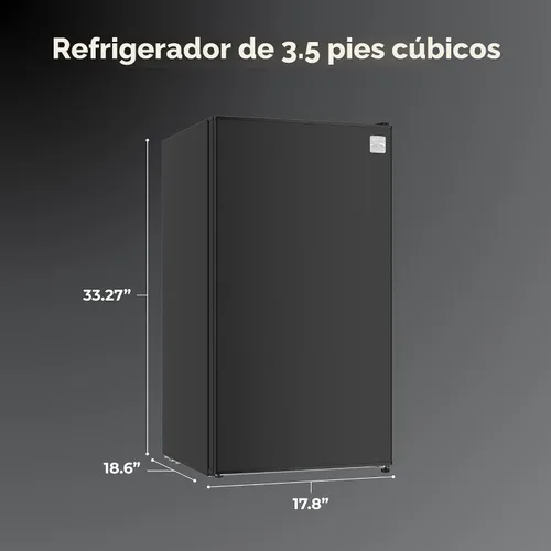 Vista 2 de Kenmore - Refrigerador compacto con enfriador de 3.5 pies cúbicos, color negro Estante para 6 latas, estantería de vidrio ajustable, puerta