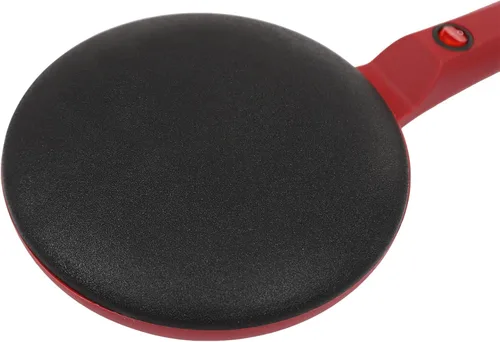 Vista 2 de Crepera Electrica - Máquina eléctrica para crepes de 8 pulgadas, sartén antiadherente portátil roja con asa y bandeja extraíble, Crepera Electrica