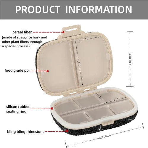 Vista 3 de Organizador de píldoras de medicina Pastillero de viaje para bolso Pastillero portátil Pequeño contenedor de píldoras Lindo estuche de píldoras