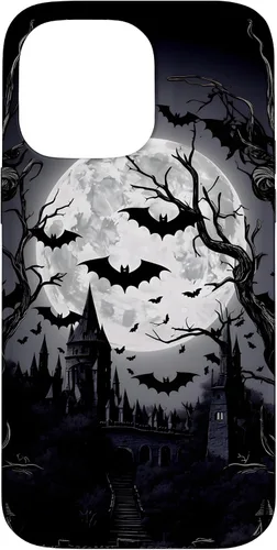 Vista 21 de Goth & Gothic, Bats & Moon, Horror Themed Castle, Dark Emo Case for iPhone 17