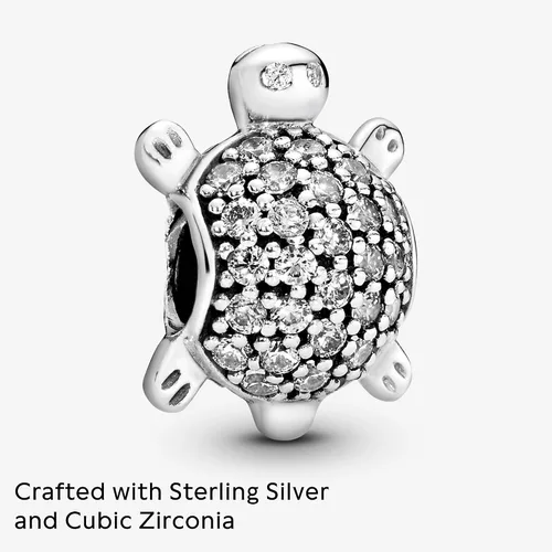 Vista 3 de PANDORA Joyería pavimenta tortuga marina zirconia cúbica encanto en plata de ley, Metal, Circonita Cúbica