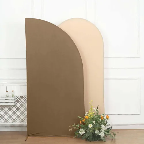 Vista 161 de Efavormart - Juego de 4 fundas de elastano beige para arco de media luna, fundas de telón de fondo Chiara de 2.5 pies a 7 pies para escenarios