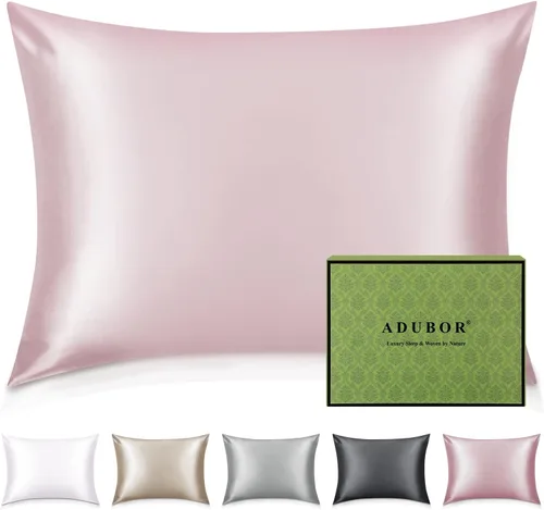 Vista 25 de Adubor Funda de almohada 100% de seda, fundas de almohada de seda de morera, 22 fibras de grado Momme 6A, funda de almohada de seda para la salud