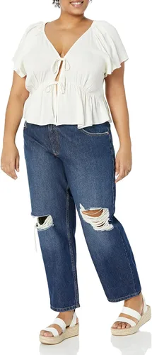 Vista 7 de The Drop Elize - Blusa de crepé con manga abombada y lazo frontal para mujer