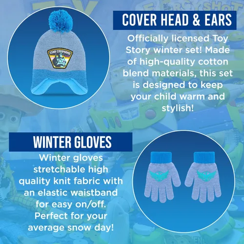 Vista 2 de Toy Story - Bufanda de invierno y guantes de nieve para niños y niñas, juego de 3 piezas, lindo y cálido para exteriores, incluye caja de regalo