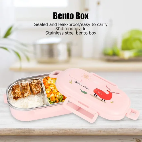 Vista 8 de Vbestlife Contenedor de alimentos, caja Bento de 24.3 fl oz, aislada a prueba de fugas para niños y adultos (color puro en polvo-ciervo)