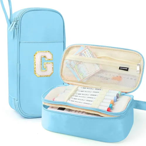 Vista 27 de Estuche Grande para Lápices, Bolsa de Lápices de Gran Capacidad, Bolsa de Lápices Personalizada con Inicial con Cremallera Suave, Múltiples