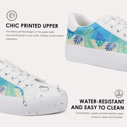 Vista 2 de JABASIC Zapatos deportivos de plataforma con cordones y estampado floral para mujer