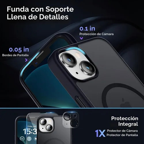 Vista 3 de Magsafe - Funda magnética para iPhone 13 de 6.1 pulgadas, soporte delgado con protector de pantalla compatible con Magsafe a prueba de golpes Negro