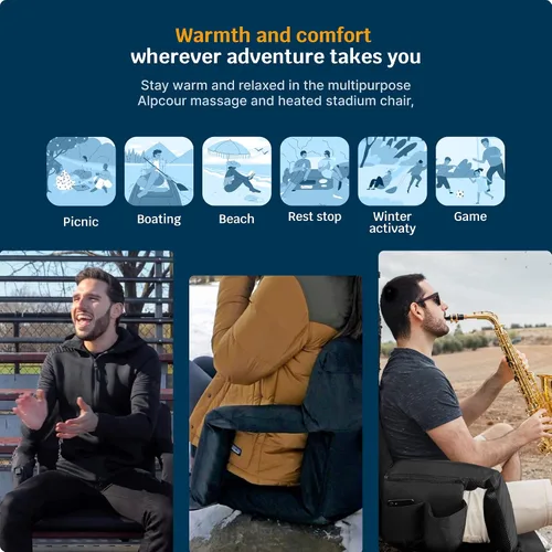 Vista 8 de Alpcour Asiento de estadio de masaje con calefacción, silla reclinable de lujo con respaldo y brazo - Calentador y masajeador integrados - Extra