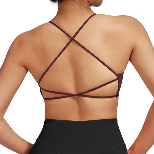 Vista 5 de DOULAFASS Sujetadores deportivos para mujer, con tirantes, sexy, lindo, espalda cruzada, soporte ligero, para entrenamiento, yoga, con copas