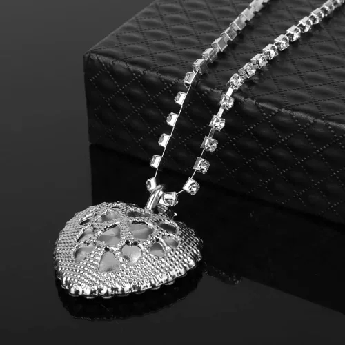 Vista 4 de HEYu jewelry Titanic - Collar en forma de corazón con dije de cristal azul real para mujer esposa