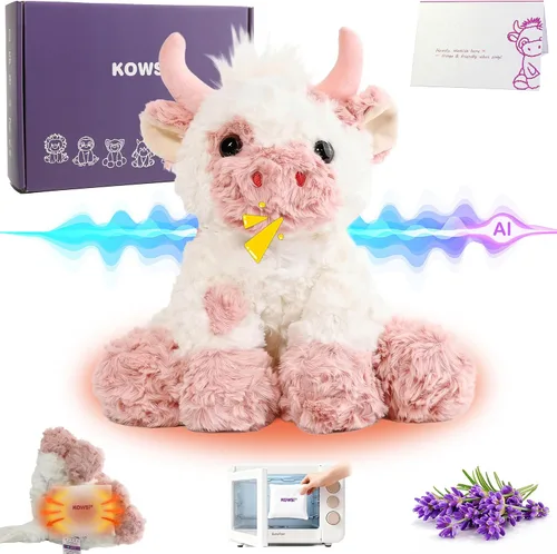 Vista 15 de KOWSI® AI ChatGPT - Peluche interactivo de unicornio parlante, 1.4 libras, calentable para microondas con almohadilla térmica de turmalina lavanda