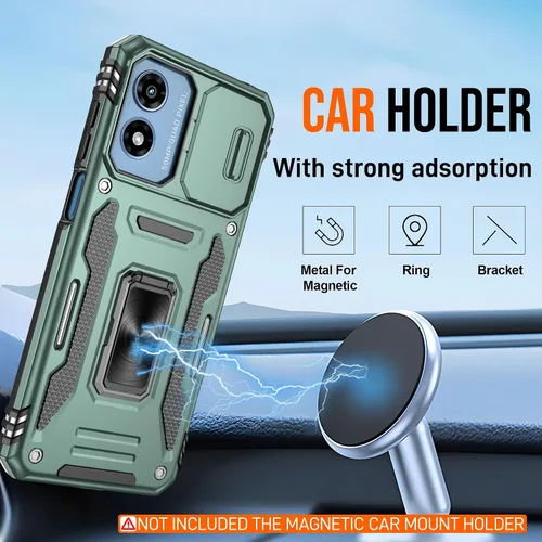 Vista 8 de Atump Funda para Motorola Moto G Play 2024 (4G) con [paquete de 2] protector de pantalla HD y cubierta para cámara deslizante, soporte de anillo