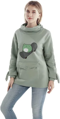 Vista 2 de RGOSME Sudadera con capucha de rana para niñas y adolescentes, sudadera con capucha gráfica de gran tamaño para mujer, sudadera para disfraz