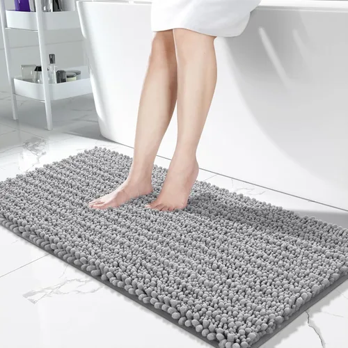Vista 10 de Yimobra Alfombras de Baño Antideslizantes Lavables - Alfombra de Baño de Chenilla Ultra Suave Absorbente, Alfombra Peluda de Secado Rápido para Negro