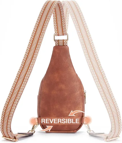 Vista 173 de Telena Riñonera pequeña para mujer, de cuero, cangureras, bolsa de pecho para mujer