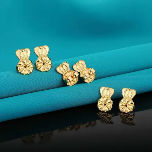 Vista 6 de Catinee 6 piezas de aretes para orejas caídas, ajustables, hipoalergénicos, seguros para aretes pesados (dorado)
