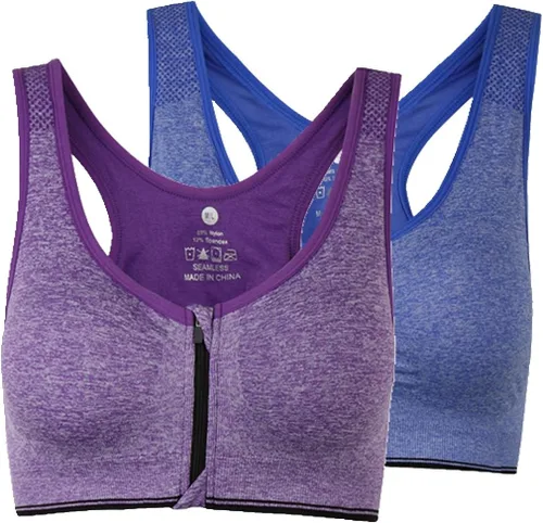 Vista 39 de Brasier deportivo o para yoga con cierre frontal de ganchos y cremallera para mujer