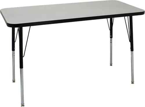 Vista 11 de FDP - Mesa rectangular para actividades escolares y de oficina (24 x 48 pulgadas), patas estándar con deslizadores giratorios, altura ajustable