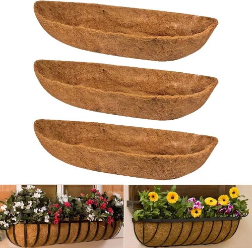 Vista 9 de 1 pieza de revestimientos de coco para macetas, revestimientos de repuesto para cestas colgantes, inserto de coco duradero para jardín al aire libre