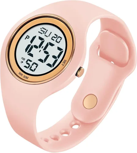 Vista 4 de Reloj deportivo digital para hombres y mujeres, reloj de pulsera LED con pantalla de doble hora, impermeable, unisex, diseño negro, para uso diario