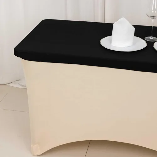 Vista 6 de Efavormart - Mantel para banquetes de elastano elástico de 4 pies, color negro