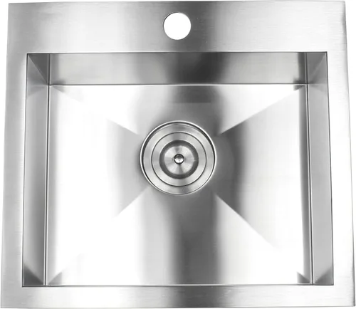 Vista 2 de Fregadero de cocina contemporáneo de calibre cero cero de calibre 16 de acero inoxidable para montar en la parte superior/caída con colador de cesta
