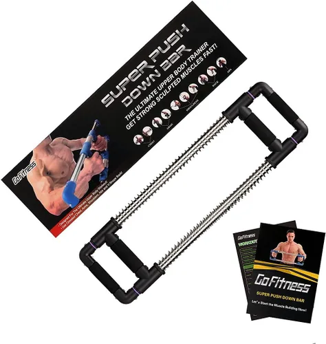 Vista 8 de GOFITNESS Entrenador de pecho con barra de empuje hacia abajo, equipo de entrenamiento en casa para pecho, brazo, hombro, abdominales y espalda