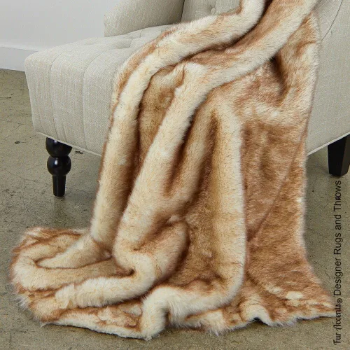 Vista 3 de Fur Accents Manta suntuosa de piel sintética de lujo, calidad de diseñador fabricada en Estados Unidos, Winter Fox