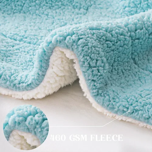 Vista 8 de Exclusivo Mezcla Manta reversible Sherpa para sofá, manta de forro polar gruesa y cálida para invierno, suave felpa esponjosa, 50 x 60 pulgadas