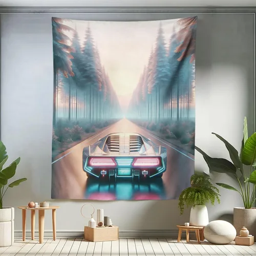 Vista 143 de Ambesonne Tapiz Trippy, vista panorámica de la cascada con bosques de ensueño y mandala oriental psicodélico, decoración de tela para colgar