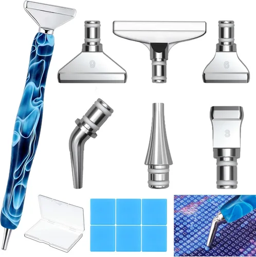 Vista 8 de Heyseri Bolígrafos de arte de diamante, juego de herramientas de 14 piezas, accesorios para bolígrafos de pintura de diamante, puntas de metal