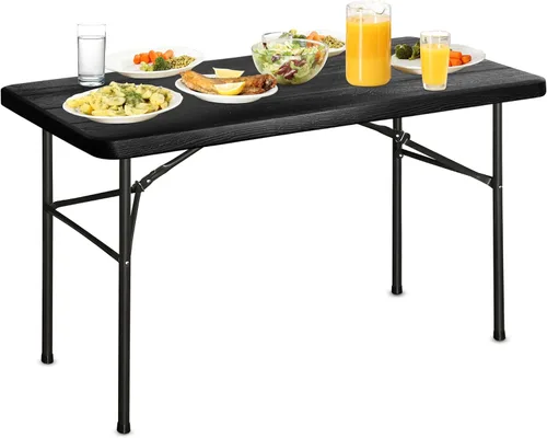 Vista 13 de Bblife Mesa portátil plegable para eventos de 4 pies, mesa de camping de plástico con 2 alturas ajustables, mesa de utilidad resistente para Blanco