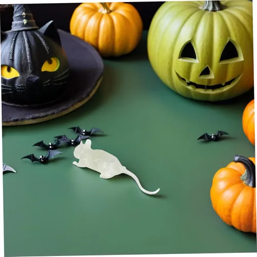 Vista 6 de BESPORTBLE 20 piezas de ratas falsas luminosas brillantes de ratas falsas para Halloween, figura realista para fiesta, ratones de Halloween