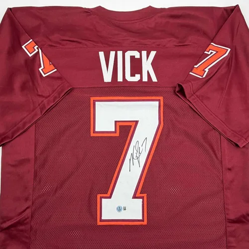 Vista 2 de Camiseta de fútbol con autógrafo Michael Mike Vick Virginia Tech Maroon College PSA/DNA COA