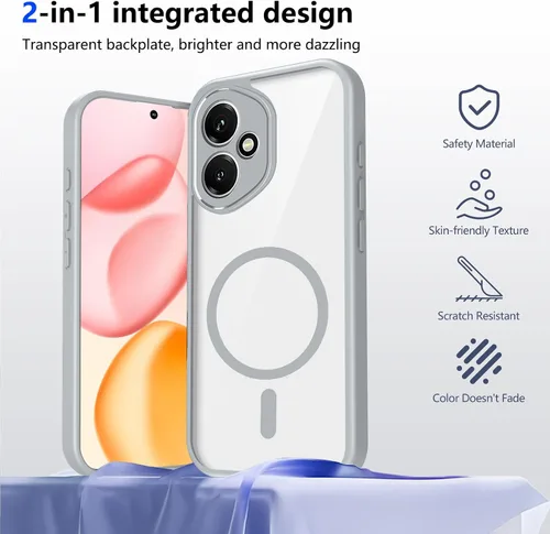 Vista 179 de Funda magnética transparente compatible con Xiaomi 17T, color negro 2 en 1 PC + TPU cubierta de teléfono a prueba de golpes, carcasa protectora