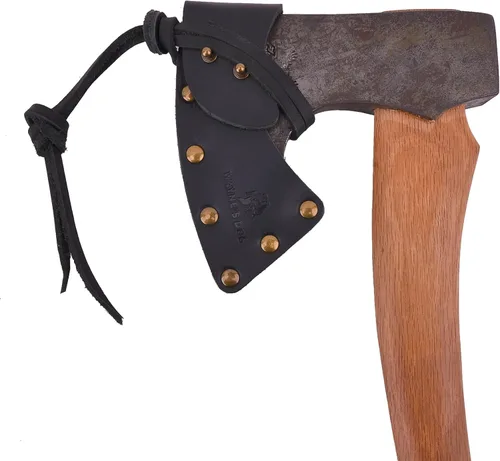 Vista 13 de Funda de cuero para hacha, funda de piel de búfalo para la cabeza del hacha con trabillas para cinturón, protector de hacha