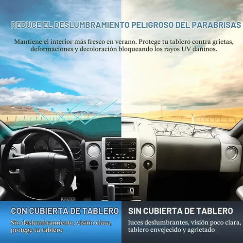 Vista 6 de FIILINES - Cubierta para salpicadero para Ford F150 2004-2008, tapete para tablero de instrumentos para accesorios F150, malla transpirable
