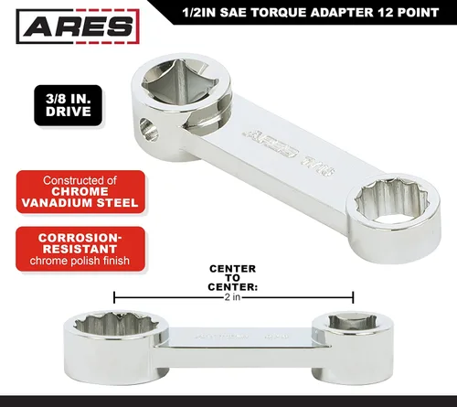 Vista 2 de ARES 43020 – Adaptador de extensión de llave dinamométrica de 1/2 pulgada de 12 puntas con extremo en caja – Accionamiento de 3/8 pulgadas