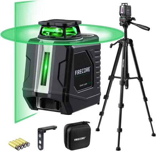 Vista 10 de Firecore Nivel láser 360 autonivelante, láser verde de línea cruzada de 360° de 82 pies, 3 ajustes de brillo, modo de pulso, soporte magnético