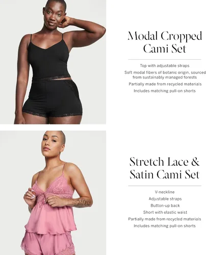 Vista 5 de Victoria's Secret Conjunto de camisola recortada modal, ropa de dormir para mujer (XS-XXL)