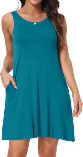 Vista 10 de Vestido de manga corta para mujer con hombros descubiertos y bolsillos 02-Army