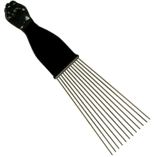 Vista 3 de Shoe String King SSK® Afro Pick con puño negro, paquete de 3 - Peine de metal afroamericano para el cabello