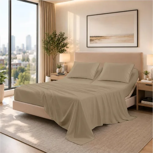 Vista 33 de SGI bedding Sábana Queen de 28 pulgadas con cabecera flexible y parte superior dividida, 100% algodón egipcio - 600 número de hilos, sábanas de 01