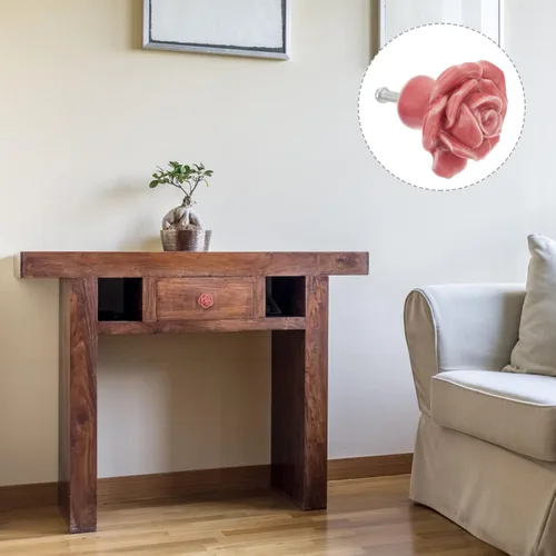 Vista 5 de LIFKOME 8 tiradores de rosas de cerámica para gabinete, pomos de armario para cajones, pomos de puerta de flores de rosas florales, pomos