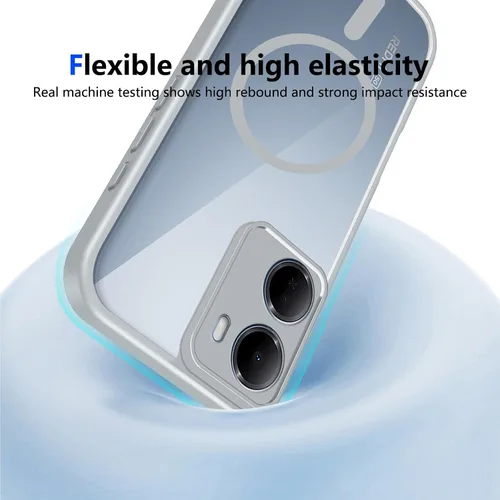 Vista 500 de Funda magnética transparente compatible con Xiaomi 17T, color negro 2 en 1 PC + TPU cubierta de teléfono a prueba de golpes, carcasa protectora