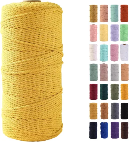 Vista 10 de Cuerda de macramé azul aire de 0.079 in x 220 yardas, cuerda de algodón colorido de algodón suave para colgar en la pared, colgadores de plantas