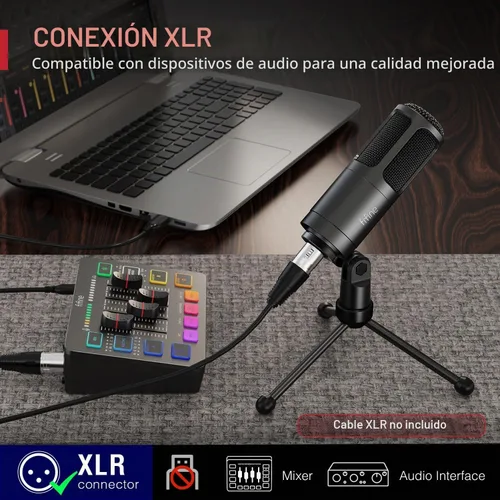 Vista 3 de FIFINE K669D XLR Micrófono Dinámico Metal para Vocal, Grabación